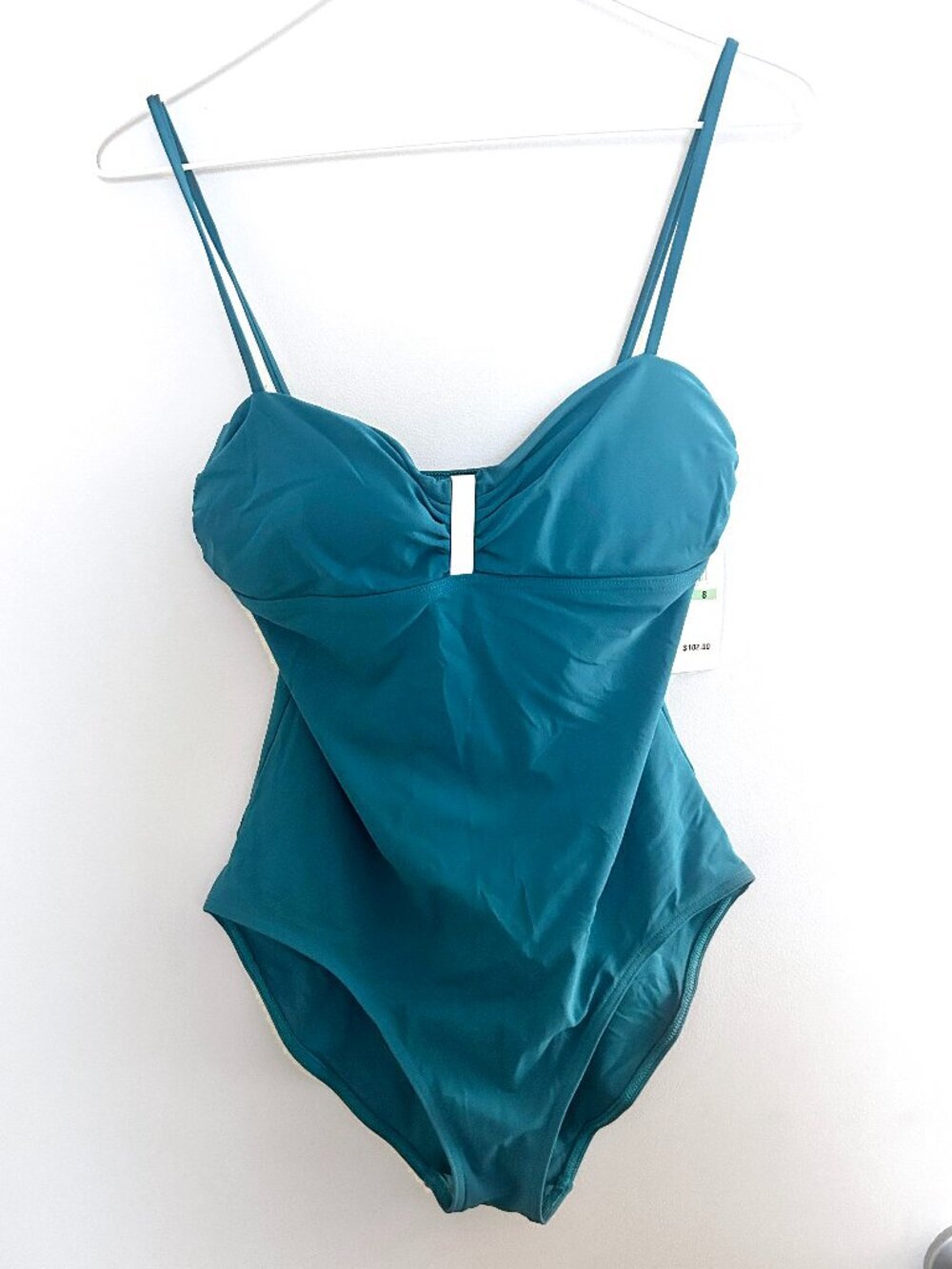 Calvin Klein Teal One Piece Swimsuit Size 8 Strappy Minimalist Chic Modern NWT